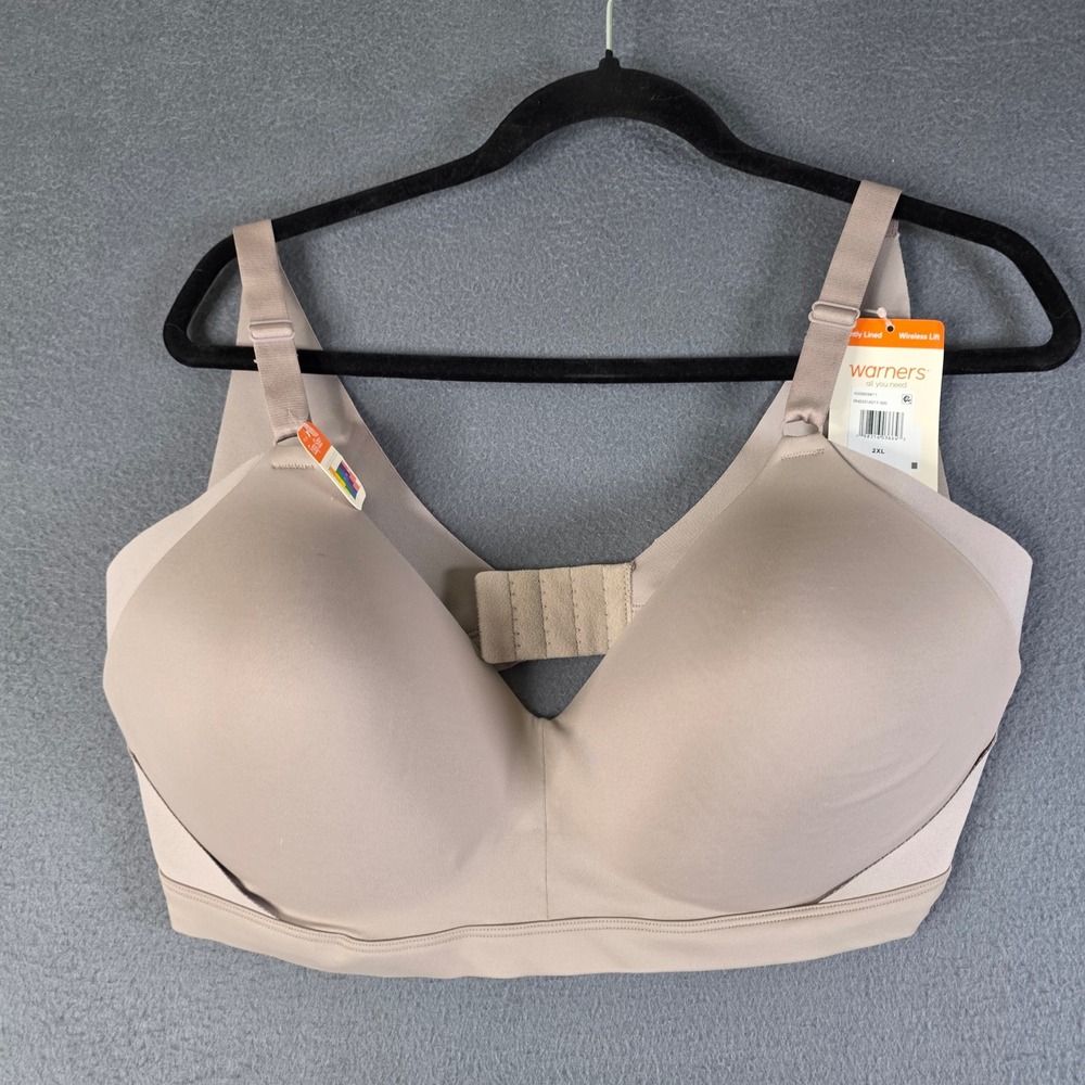 Warners Wireless Lift Bra Womens 2XL Tan Lightly Lined Easy Size